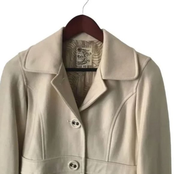 Anthropologie Tulle Cream Wool Blend Peacoat Size Extra Small XS - Picture 4 of 5